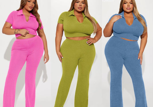 Plus size Ribbed 2 piece Set